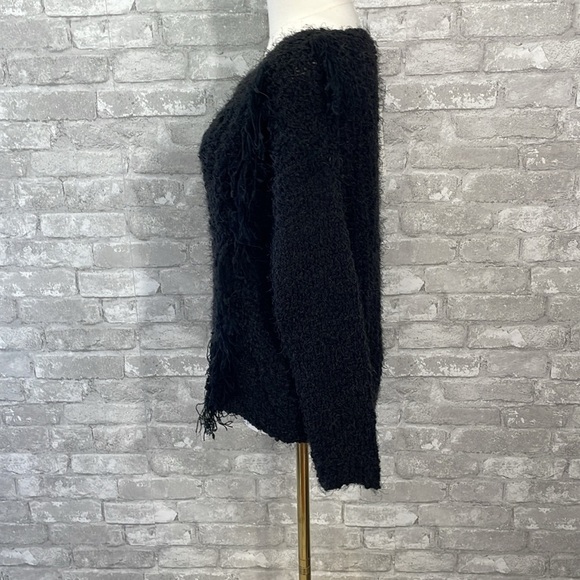 Line & Dot Black Jeanne Fringe Crew Neck Sweater - Picture 3 of 7